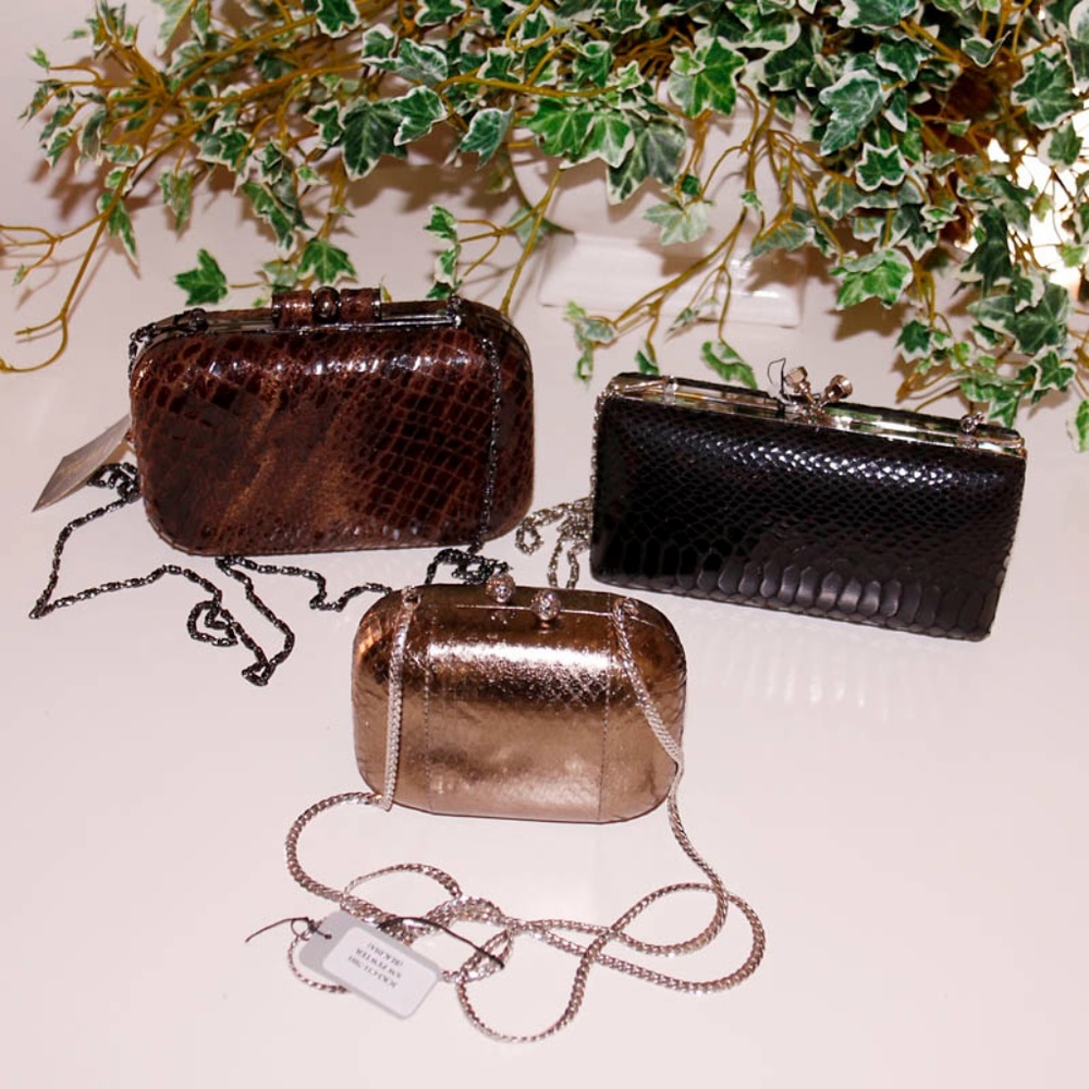 evening purses small brown, black bronze